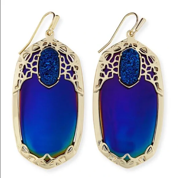 Kendra Scott Jewelry Kendra Scott Gold Deva Earrings In Iridescent Blue Poshmark